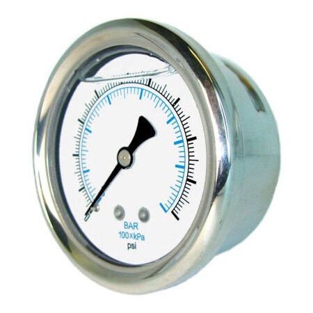 Engineered Specialty Products, Inc PIC Gauges 1.5" Pressure Gauge, 1/8" NPT, Glycerine Filled, 0/30 PSI, Ctr Back Mount, SS, 202L-158C 202L-158C